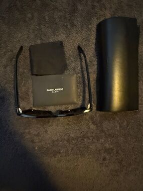 Saint Laurent Black Designer Sunglasses with Branded Case and Pouch
